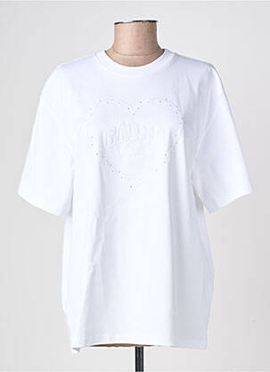 Tricou croială dreaptă mâneci scurte alb GANNI femeie