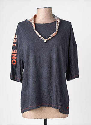 Tricou guler rotund mâneci scurte gri ONE TEE femeie