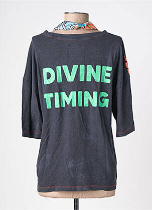 Tricou guler rotund mâneci scurte gri ONE TEE femeie