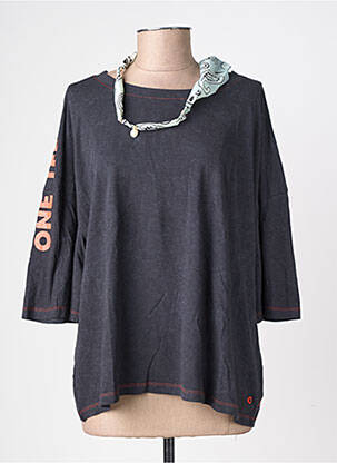 Tricou guler rotund mâneci scurte gri ONE TEE femeie