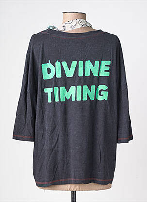 Tricou guler rotund mâneci scurte gri ONE TEE femeie