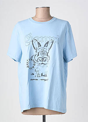 Tricou croială dreaptă mâneci scurte albastru GANNI femeie
