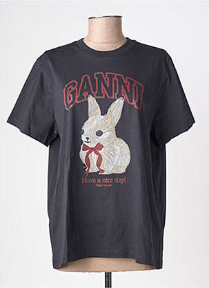 Tricou croială dreaptă mâneci scurte negru GANNI femeie
