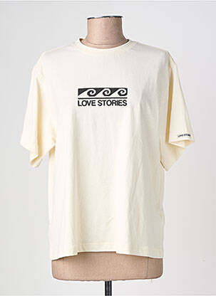 Tricou croială dreaptă mâneci scurte alb LOVE STORIES femeie