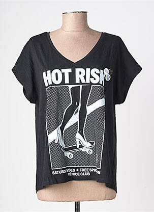 Tricou guler în v mâneci scurte negru NEWTONE femeie