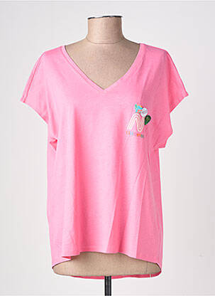 Tricou guler în v mâneci scurte roz NEWTONE femeie