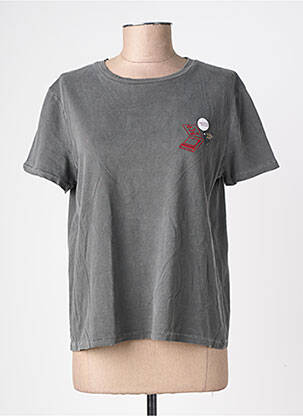 Tricou croială dreaptă mâneci scurte gri NEWTONE femeie