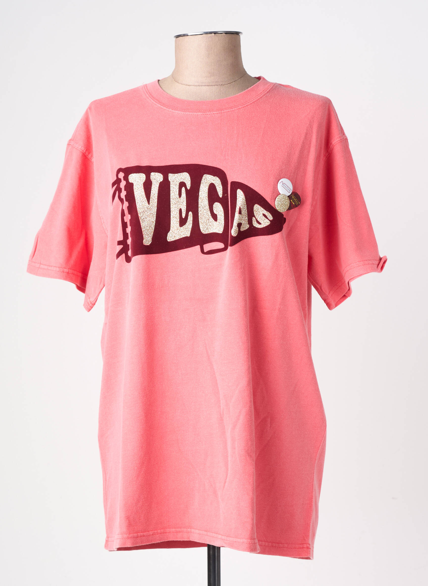 Tricou croială dreaptă mâneci scurte roz NEWTONE femeie
