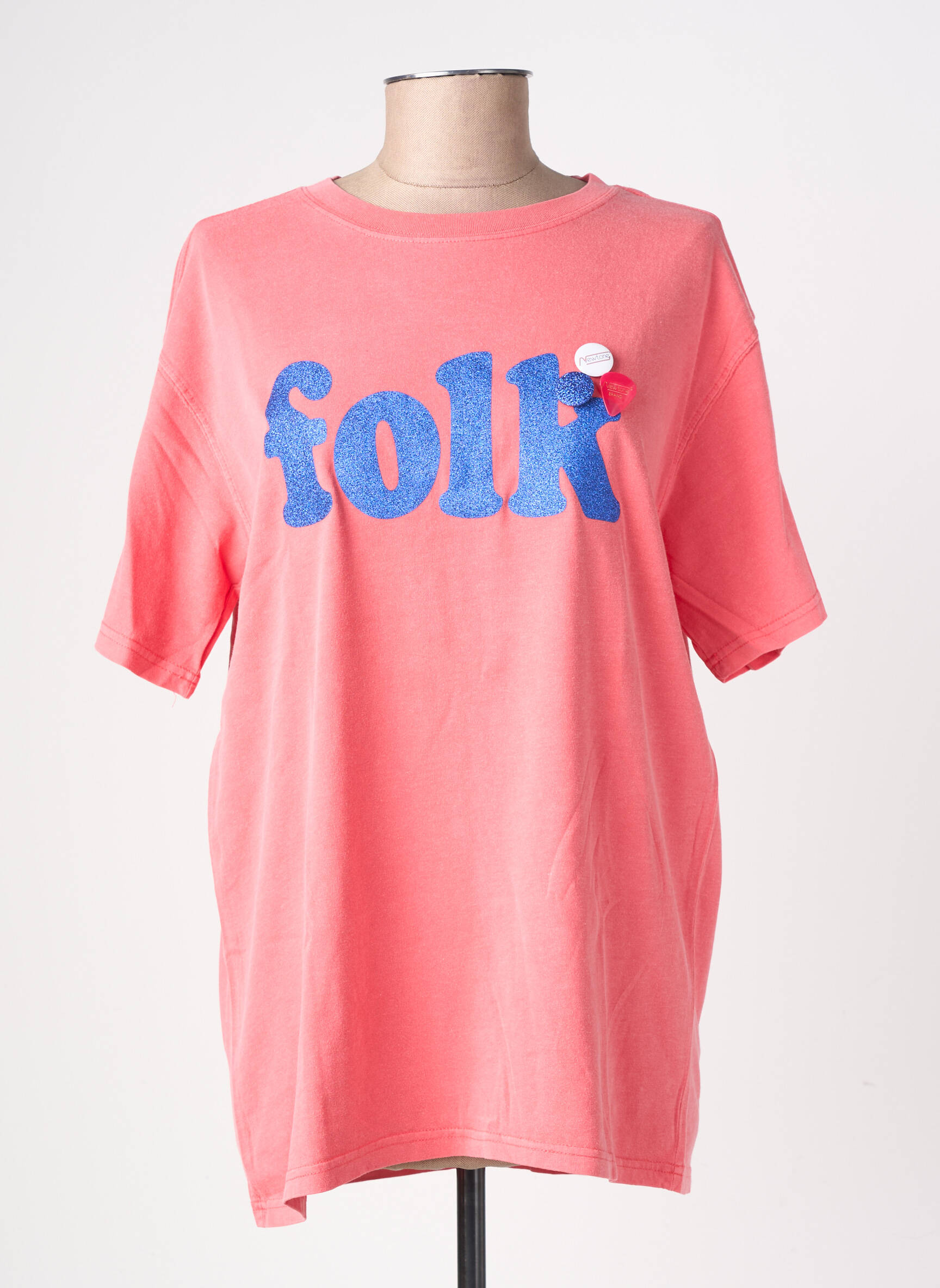 Tricou croială dreaptă mâneci scurte roz NEWTONE femeie