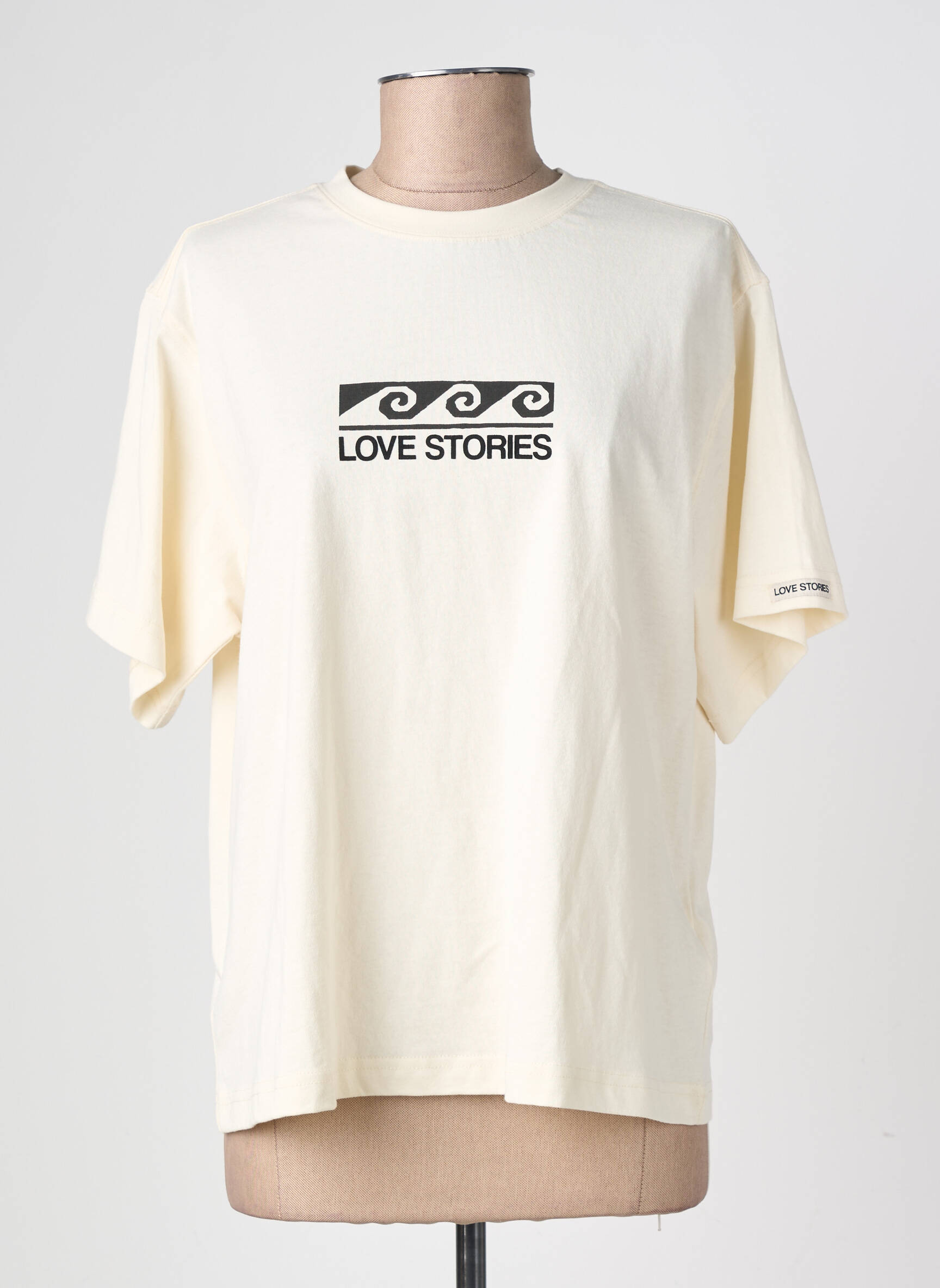 Tricou croială dreaptă mâneci scurte alb LOVE STORIES femeie