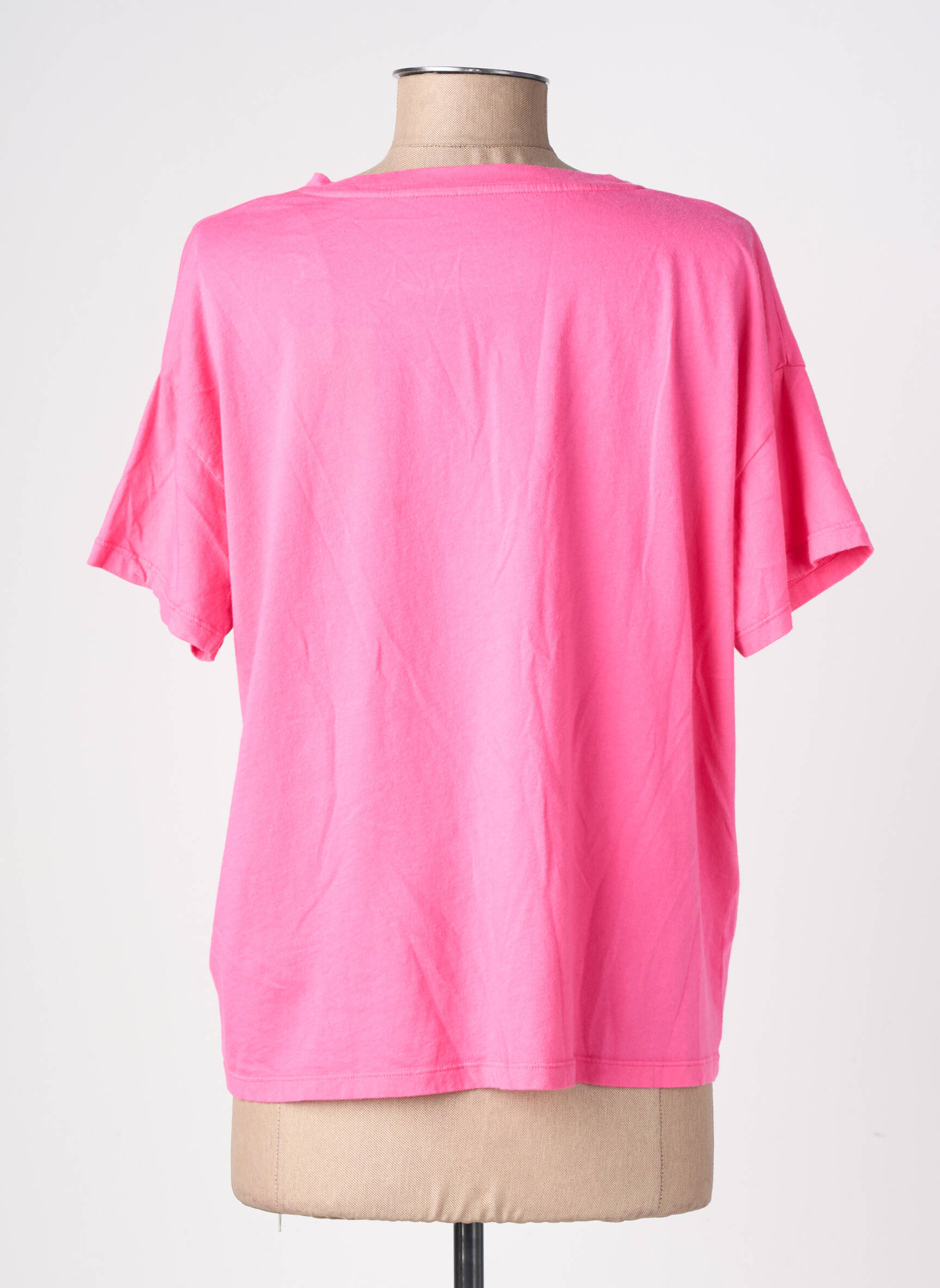Tricou croială dreaptă mâneci scurte roz MAJESTIC FILATURES femeie
