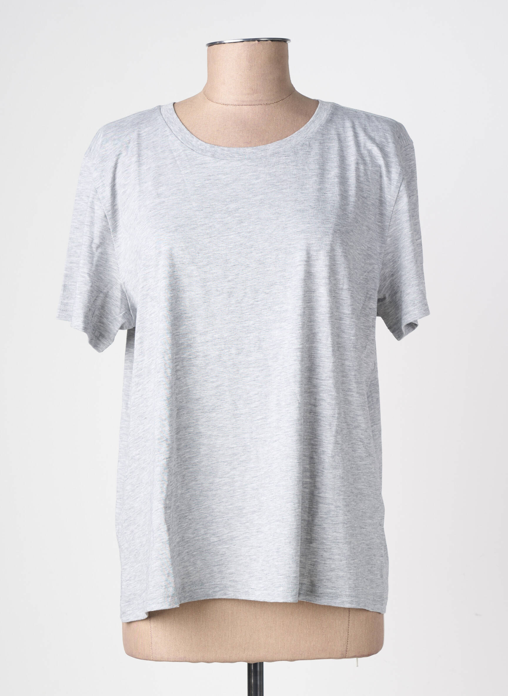 Tricou croială dreaptă mâneci scurte gri RAILS femeie