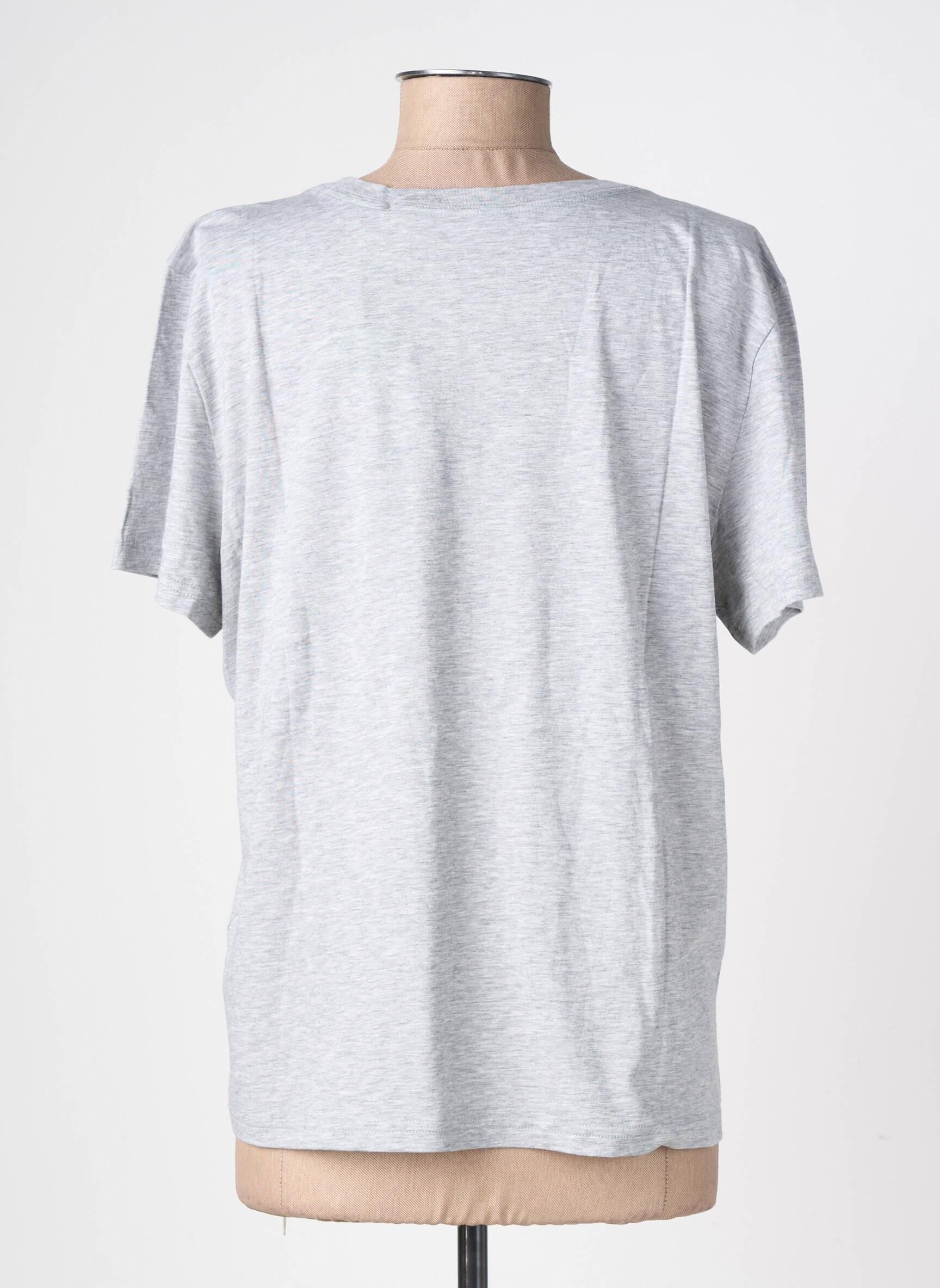 Tricou croială dreaptă mâneci scurte gri RAILS femeie