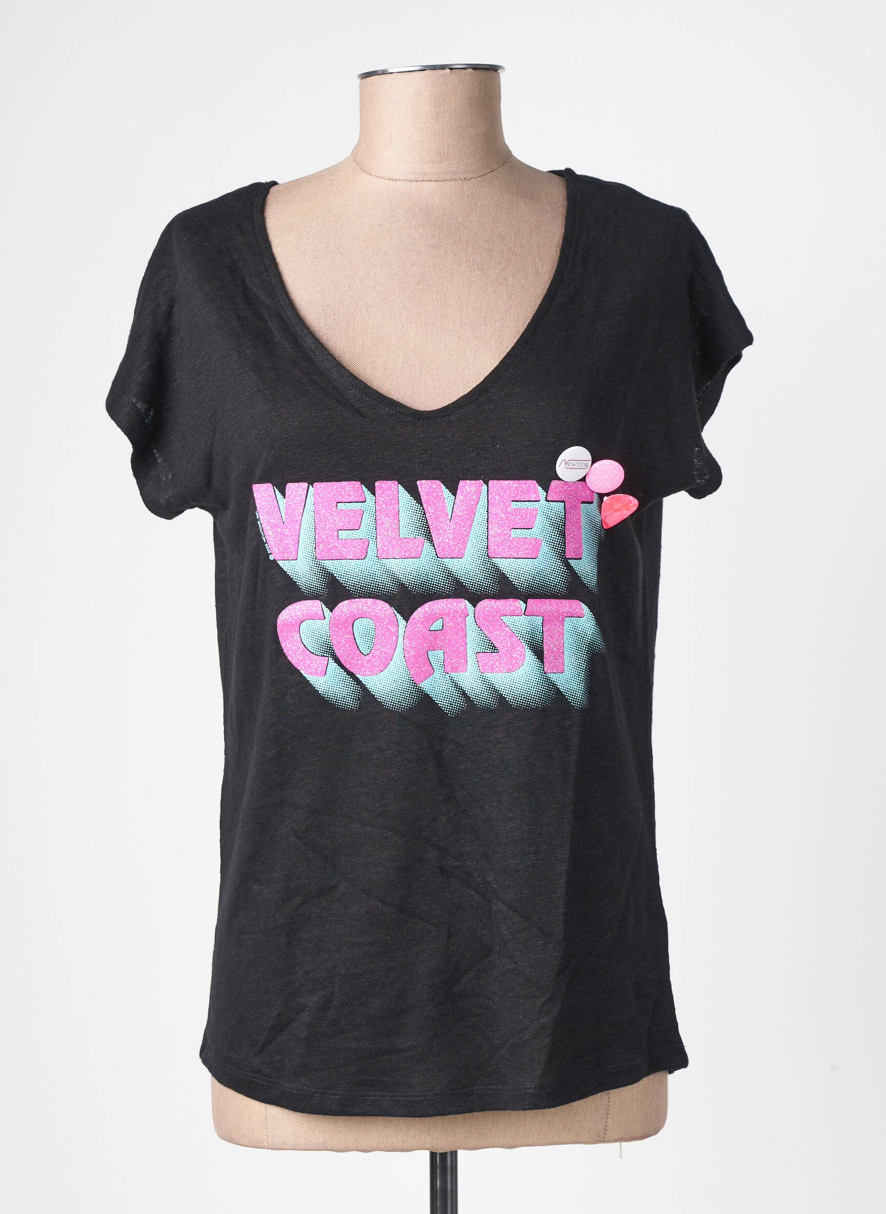 Tricou croială dreaptă mâneci scurte negru NEWTONE femeie