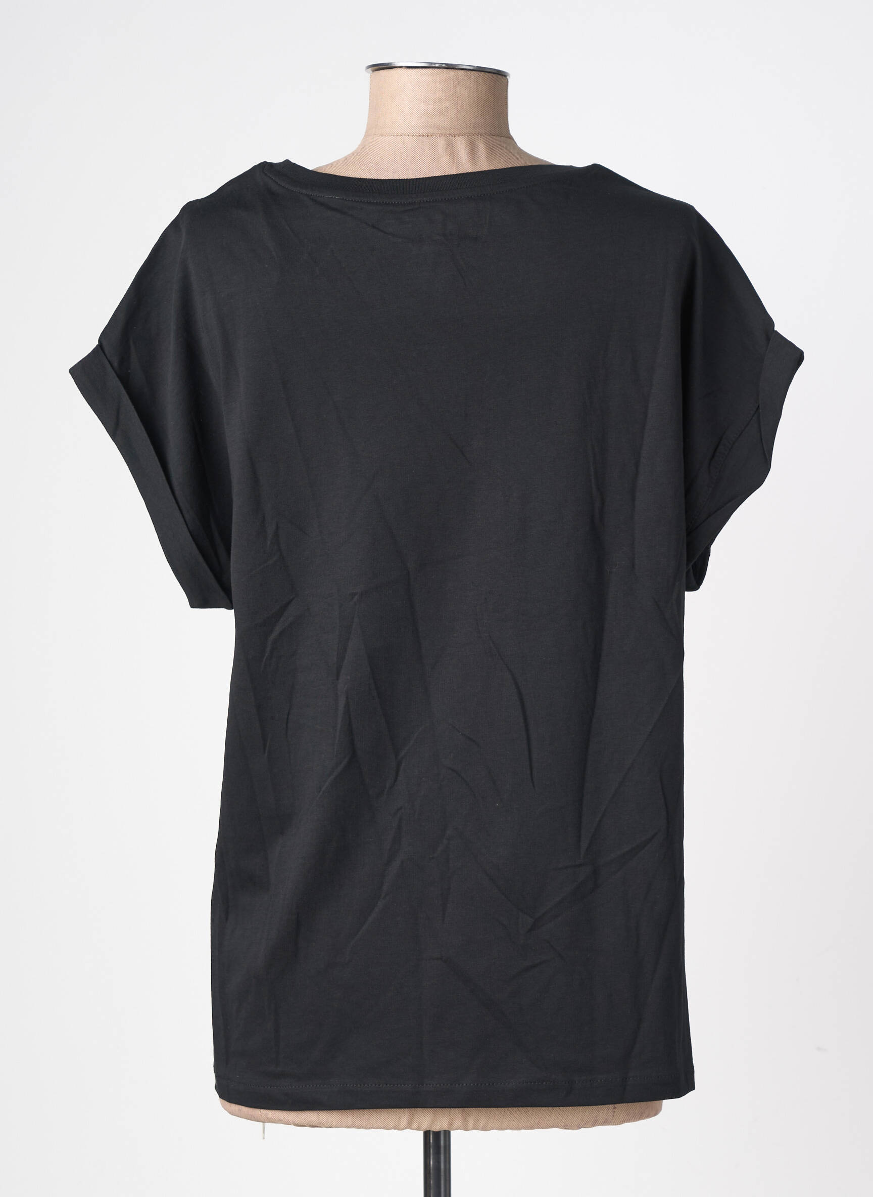 Tricou croială dreaptă mâneci scurte negru NEWTONE femeie