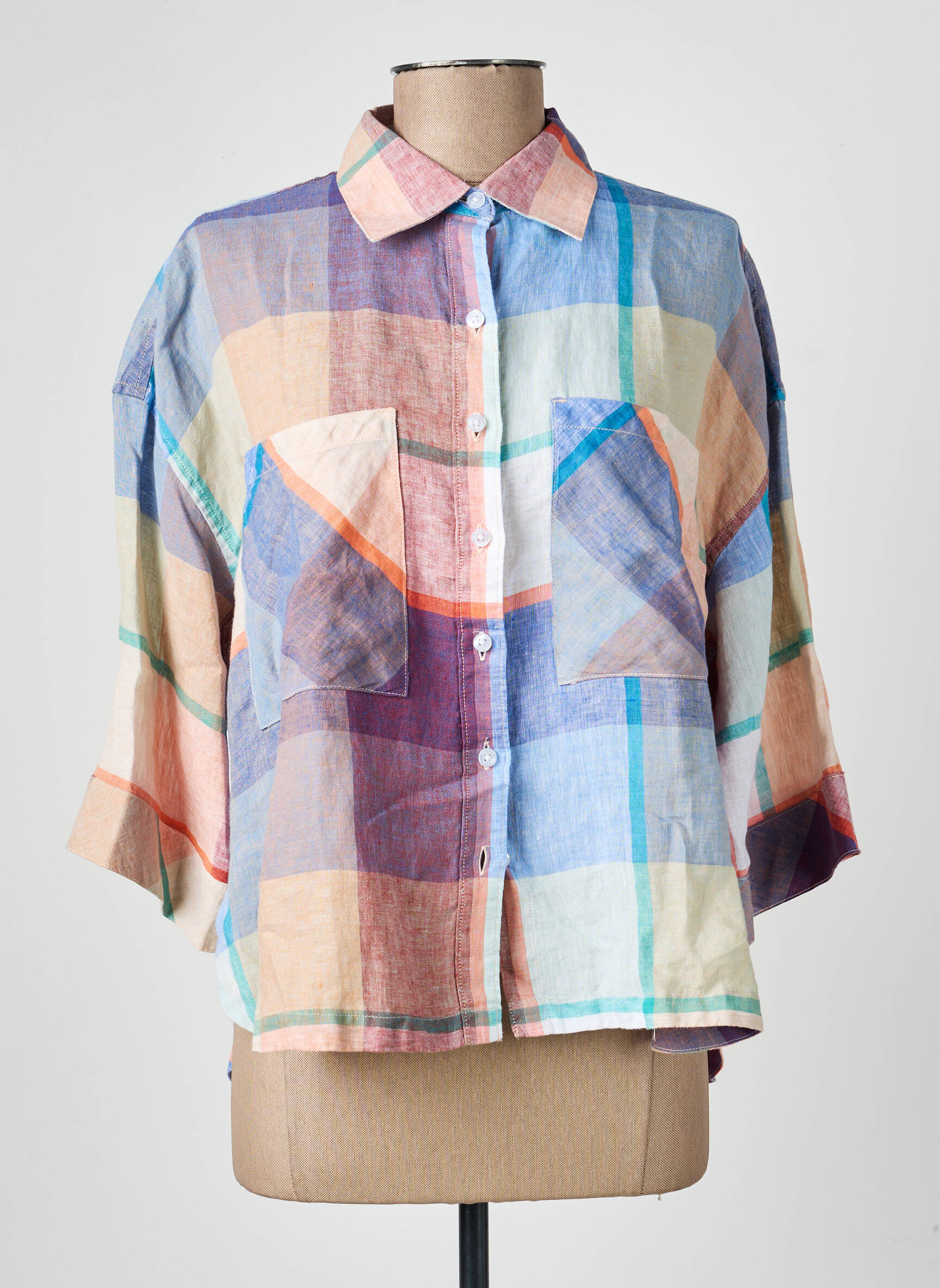 Cămașă țesătură crep mâneci 3/4 portocalie BARBOUR femeie