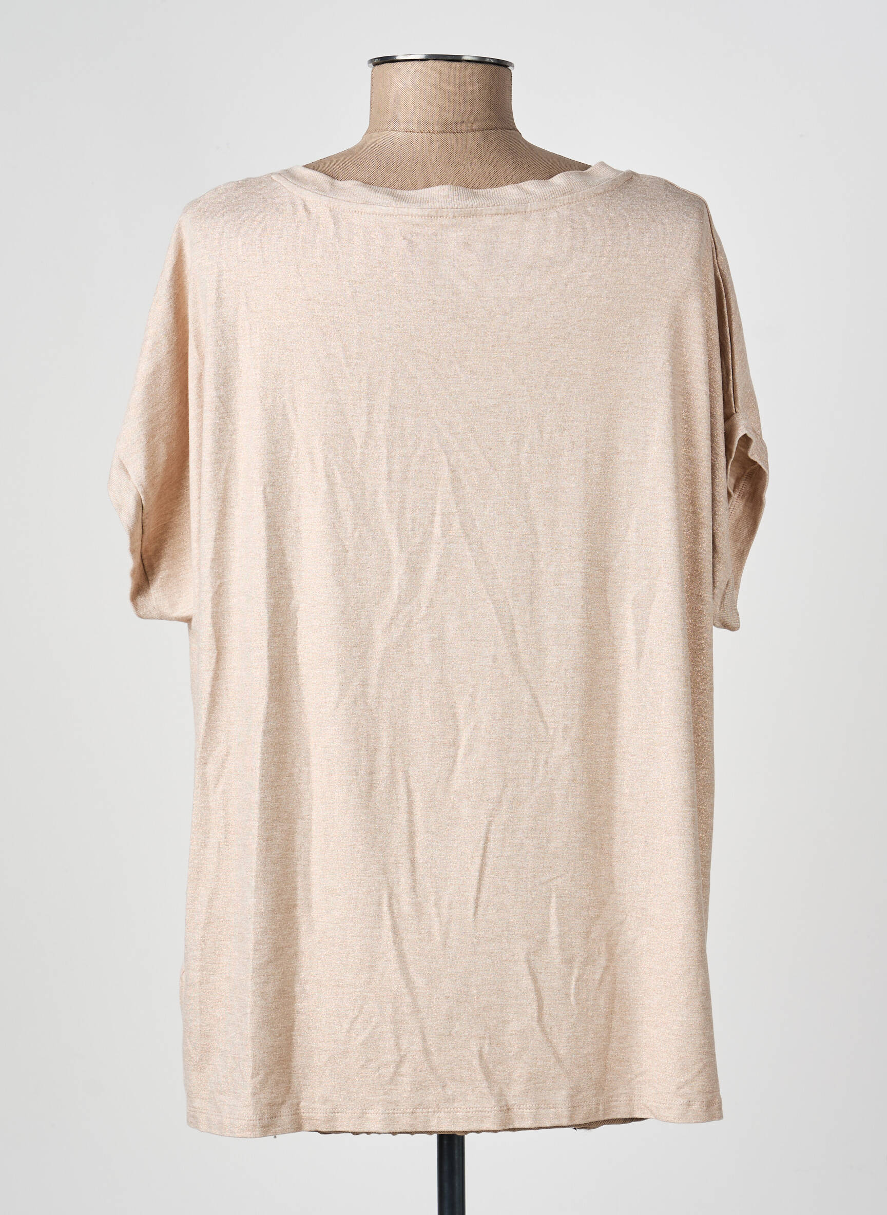 Tricou guler în v mâneci scurte roz MAJESTIC FILATURES femeie