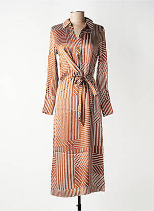 Rochie lungă mâneci lungi mâneci lungi maro GRACE & MILA femeie