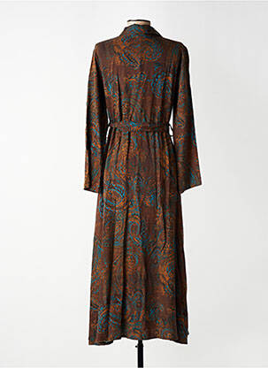 Rochie lungă mâneci lungi mâneci lungi maro LA REINE TRICOTE femeie