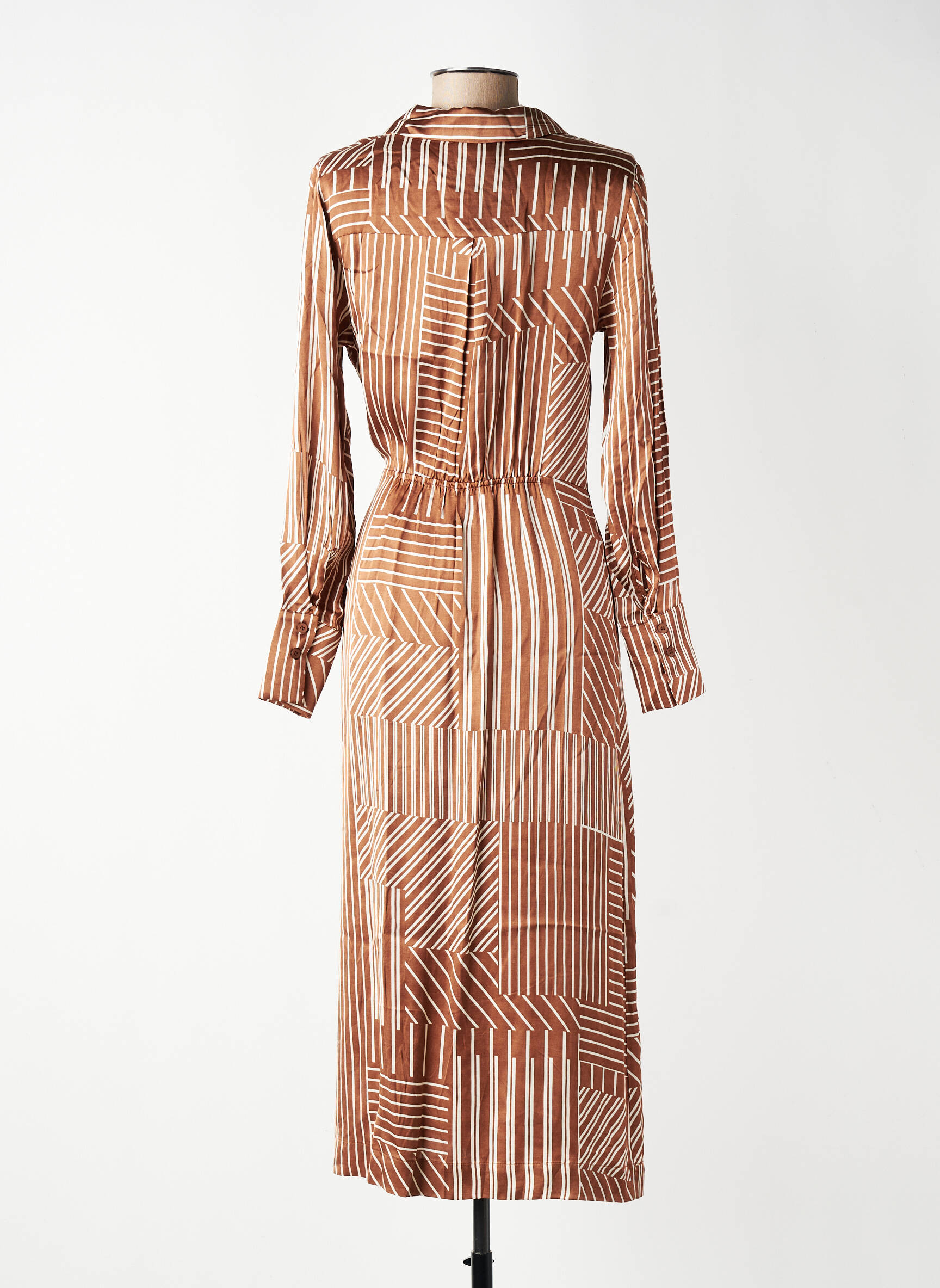 Rochie lungă mâneci lungi mâneci lungi maro GRACE & MILA femeie