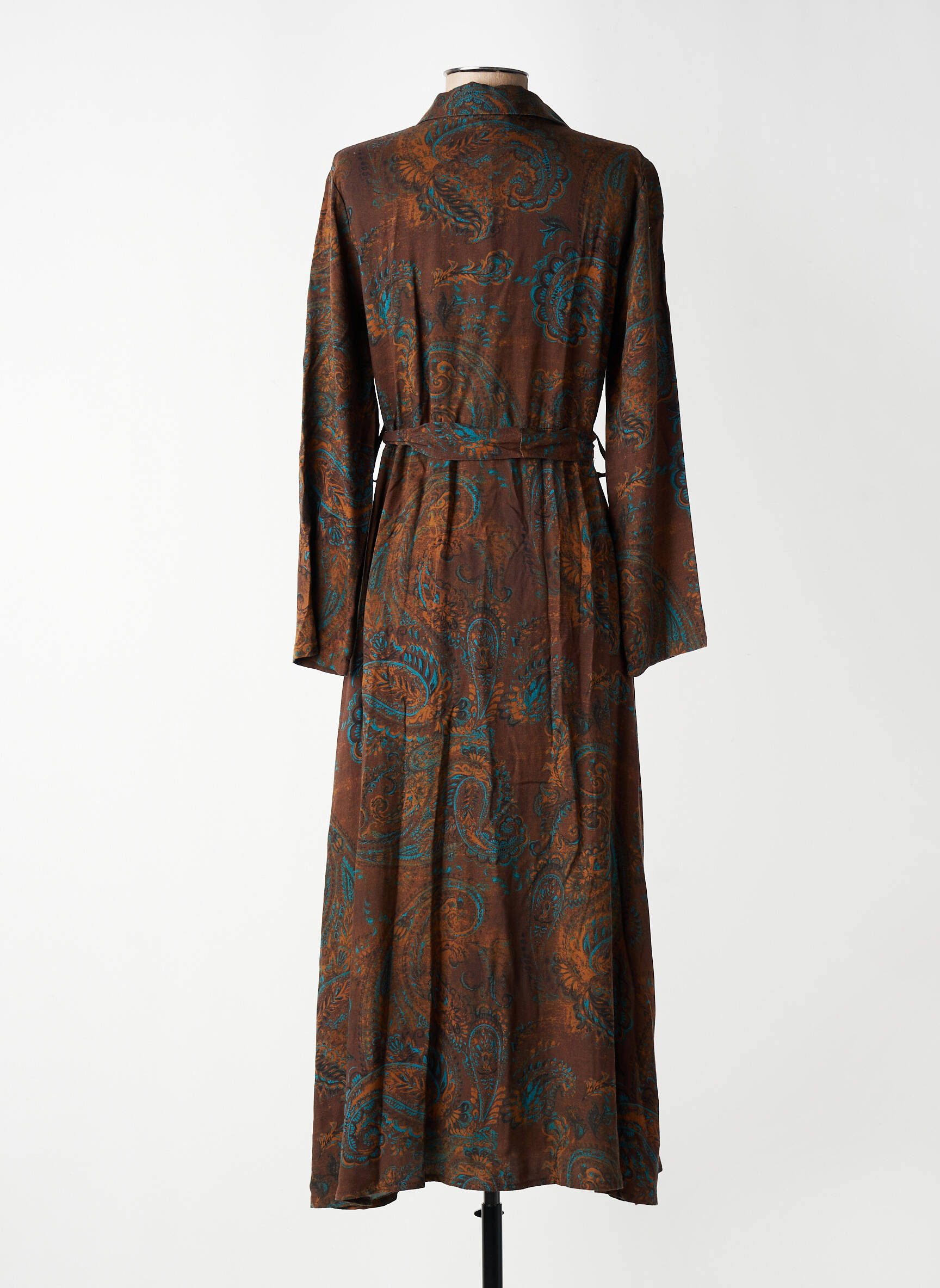 Rochie lungă mâneci lungi mâneci lungi maro LA REINE TRICOTE femeie