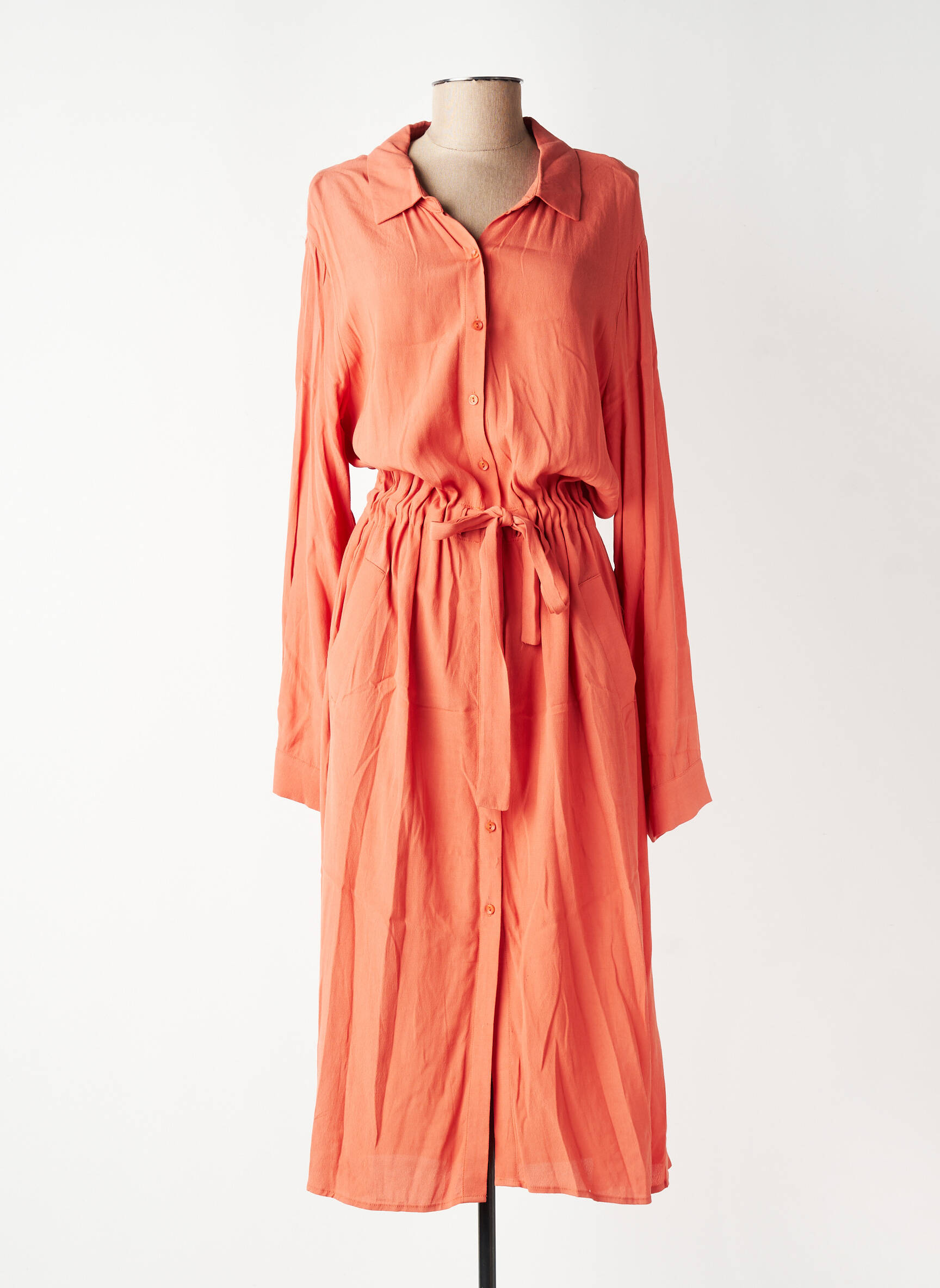 Rochie lungă mâneci lungi mâneci lungi portocalie GRACE & MILA femeie