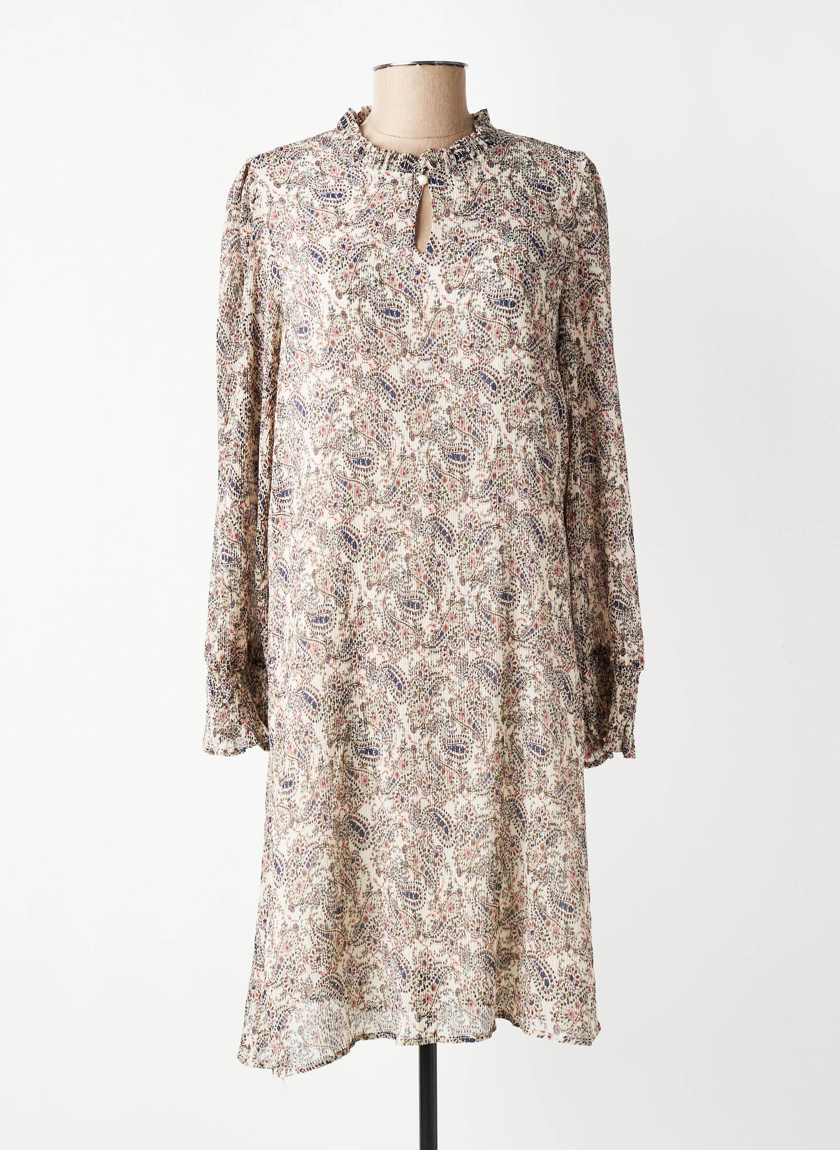 Rochie midi croială fluidă mâneci lungi bej MOLLY BRACKEN femeie