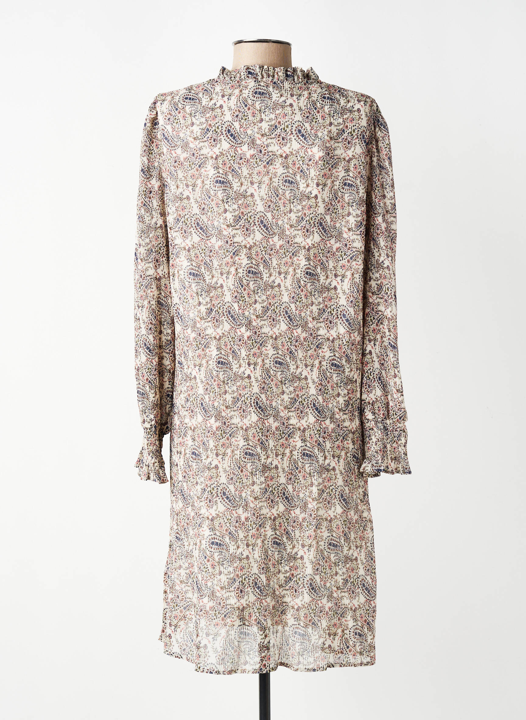 Rochie midi croială fluidă mâneci lungi bej MOLLY BRACKEN femeie
