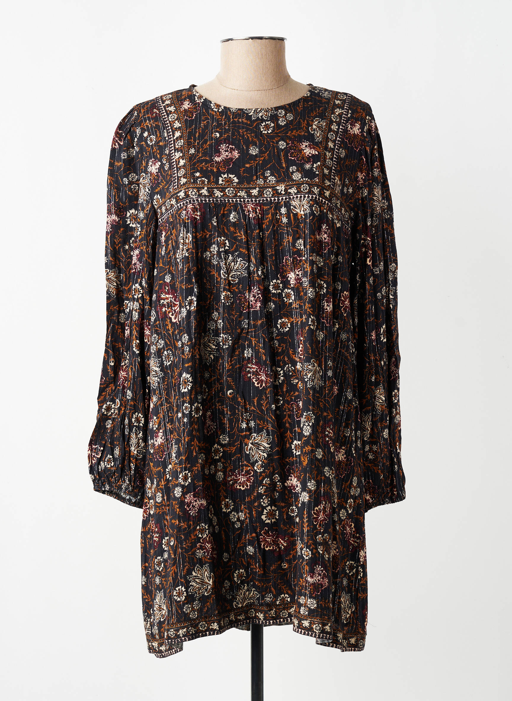 Rochie scurtă croială evazată mâneci lungi negru GRACE & MILA femeie
