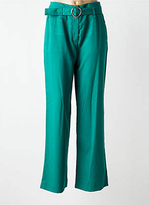 Pantalon drept țesătură crep talie înaltă verde VILA femeie