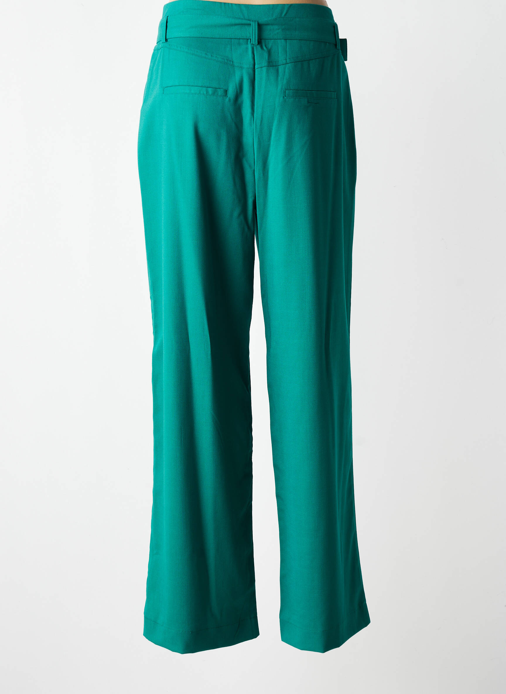 Pantalon drept țesătură crep talie înaltă verde VILA femeie