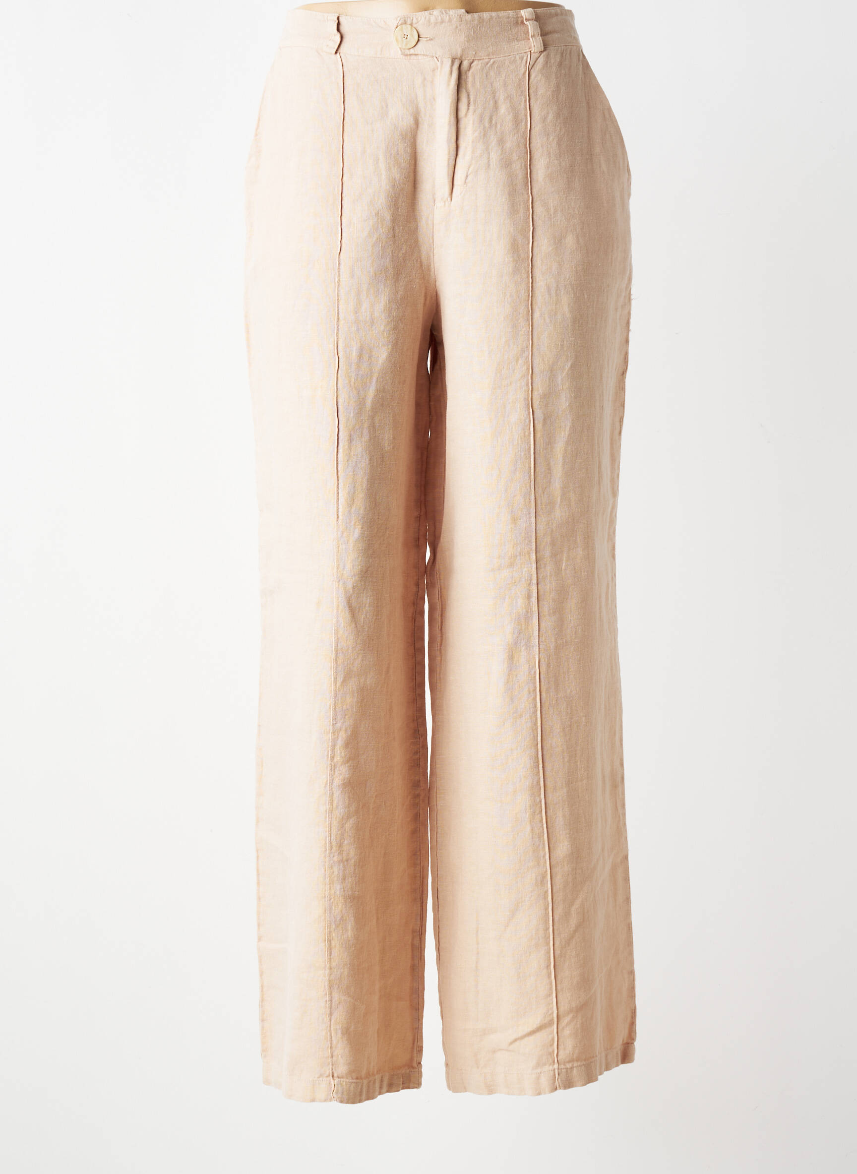 Pantalon larg țesătură crep talie înaltă bej MUS & BOMBON femeie