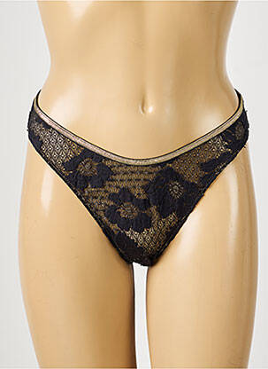 Tanga efect material satinat negru LA NOUVELLE femeie