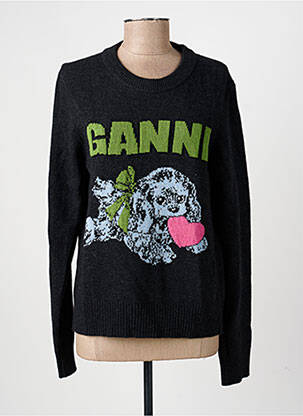 Pulover elasticitate mâneci lungi negru GANNI femeie