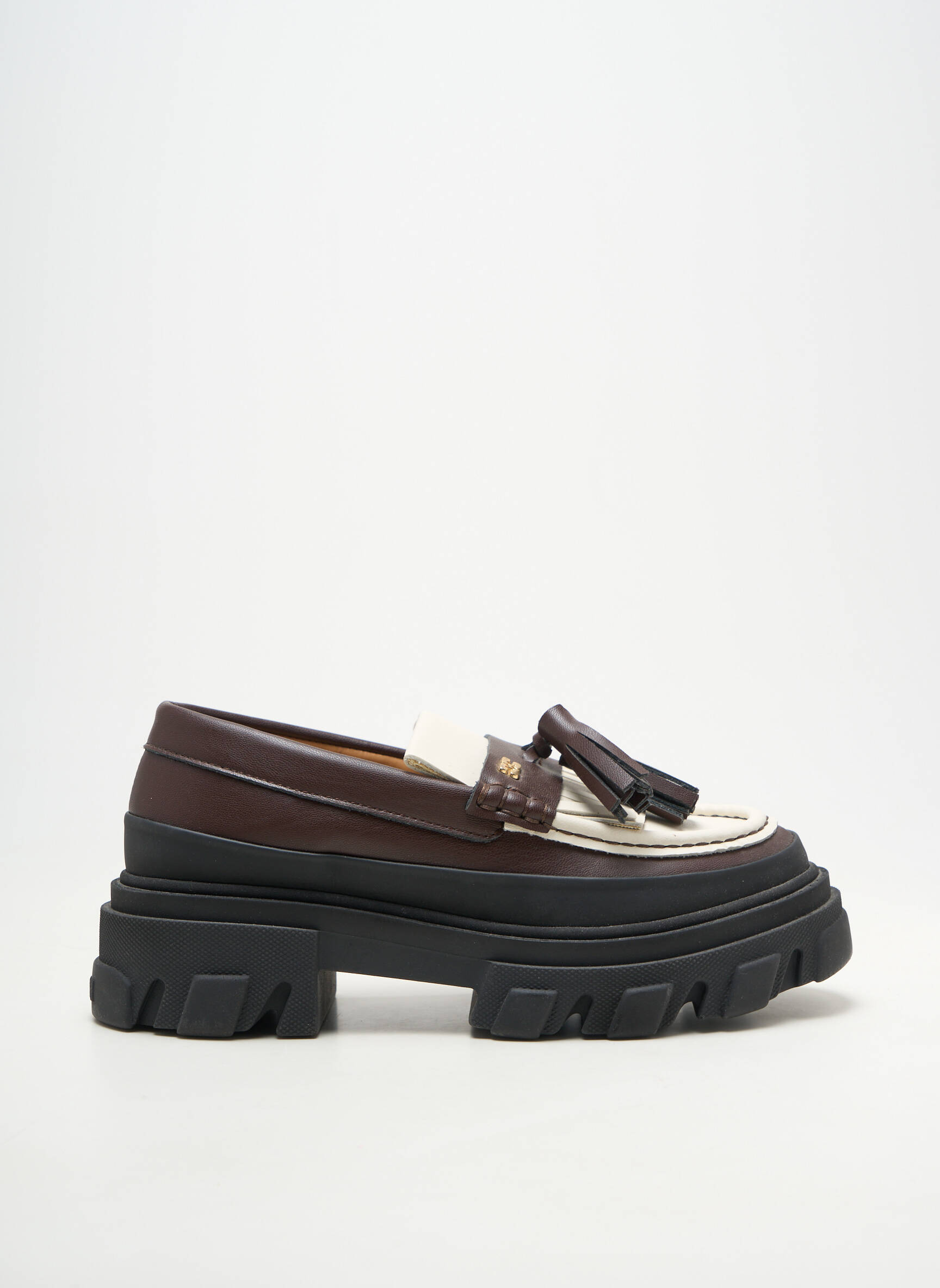 Mocasini material neted toc de 4 la 6 cm maro GANNI femeie