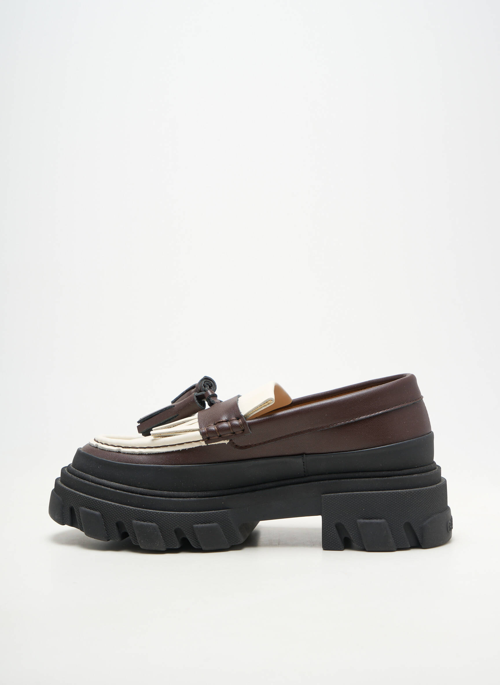 Mocasini material neted toc de 4 la 6 cm maro GANNI femeie