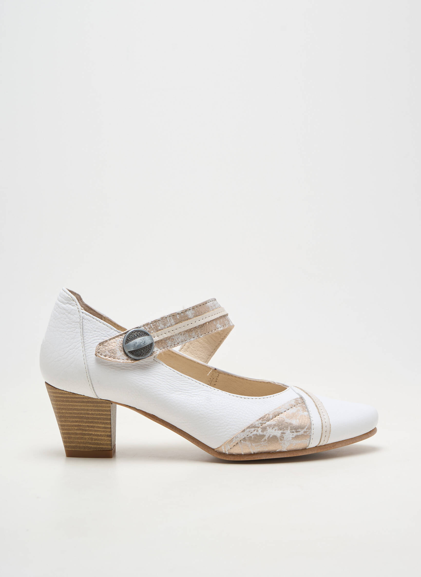 Pantofi cu toc material neted toc de 4 la 6 cm alb OTTILIA femeie