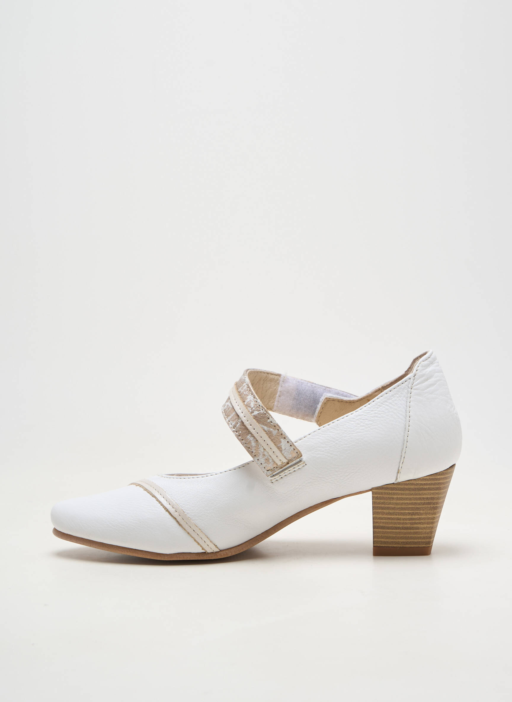 Pantofi cu toc material neted toc de 4 la 6 cm alb OTTILIA femeie