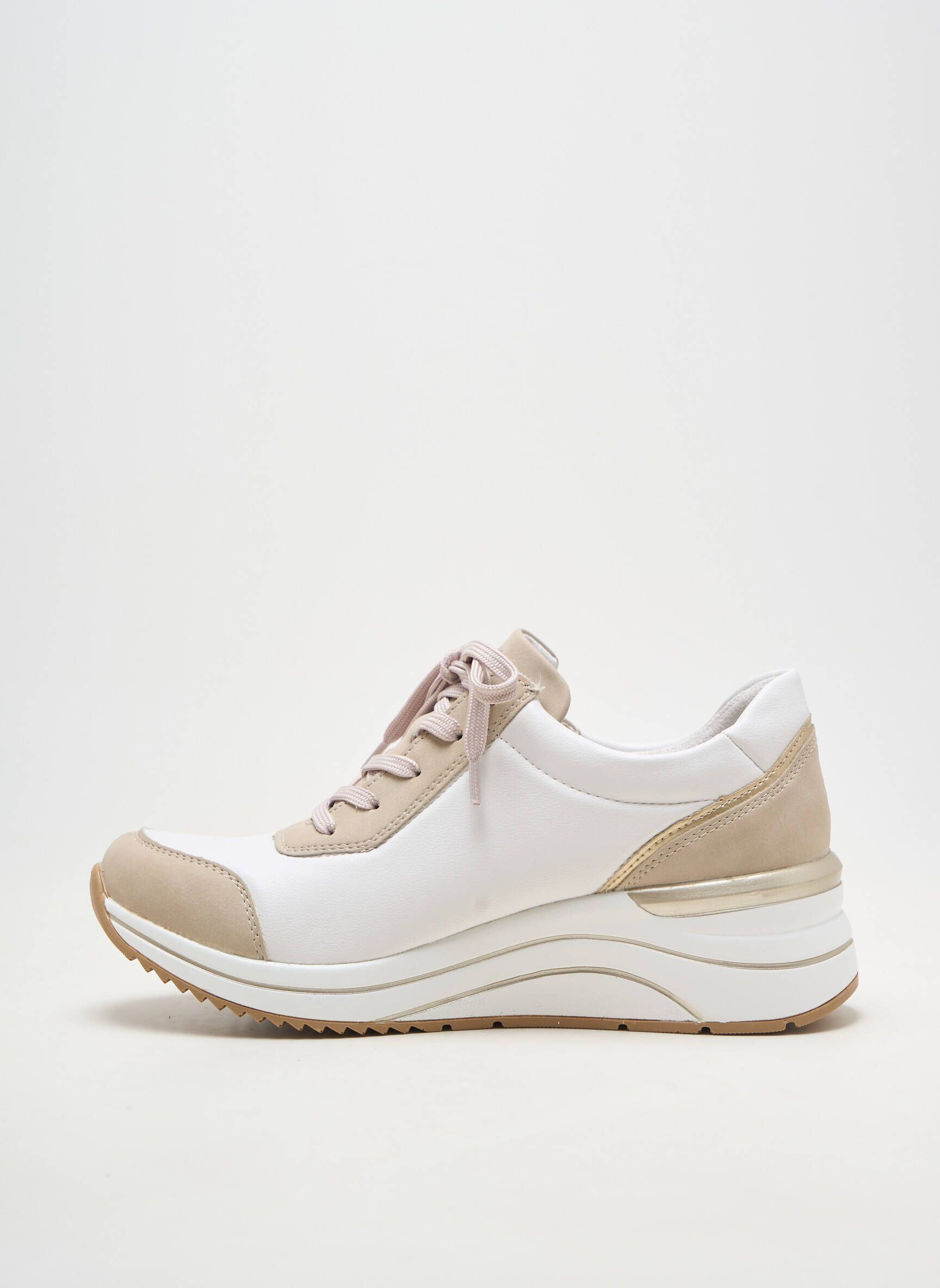 Adidași material neted toc de 4 la 6 cm bej REMONTE femeie