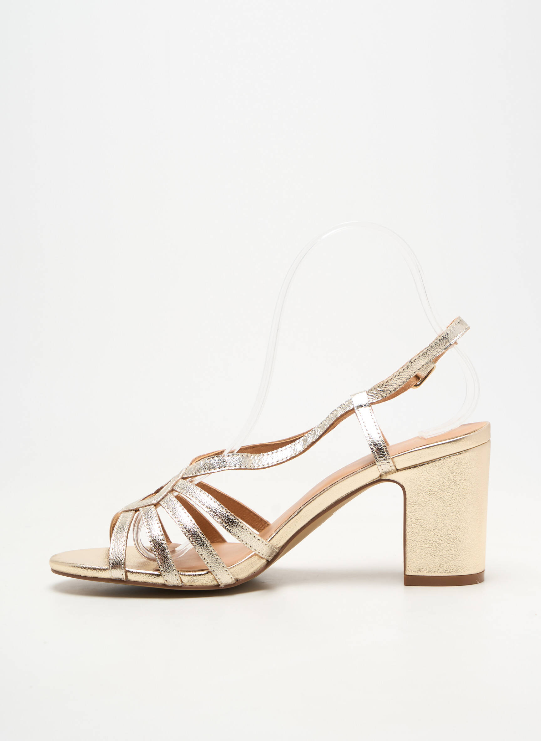 Sandale/pantofi decupați material neted toc de 7 la 9 cm argintiu EMILIE KARSTON femeie