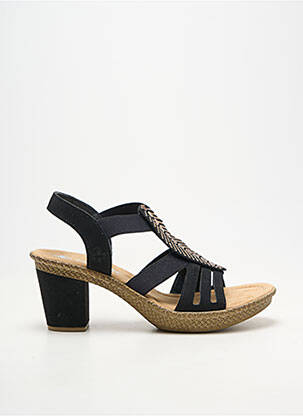 Sandale/pantofi decupați material neted toc de 7 la 9 cm negru RIEKER femeie