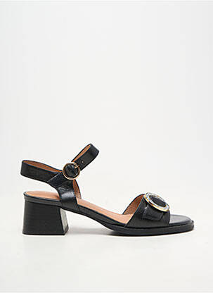 Sandale/pantofi decupați material neted toc de 4 la 6 cm negru EMILIE KARSTON femeie
