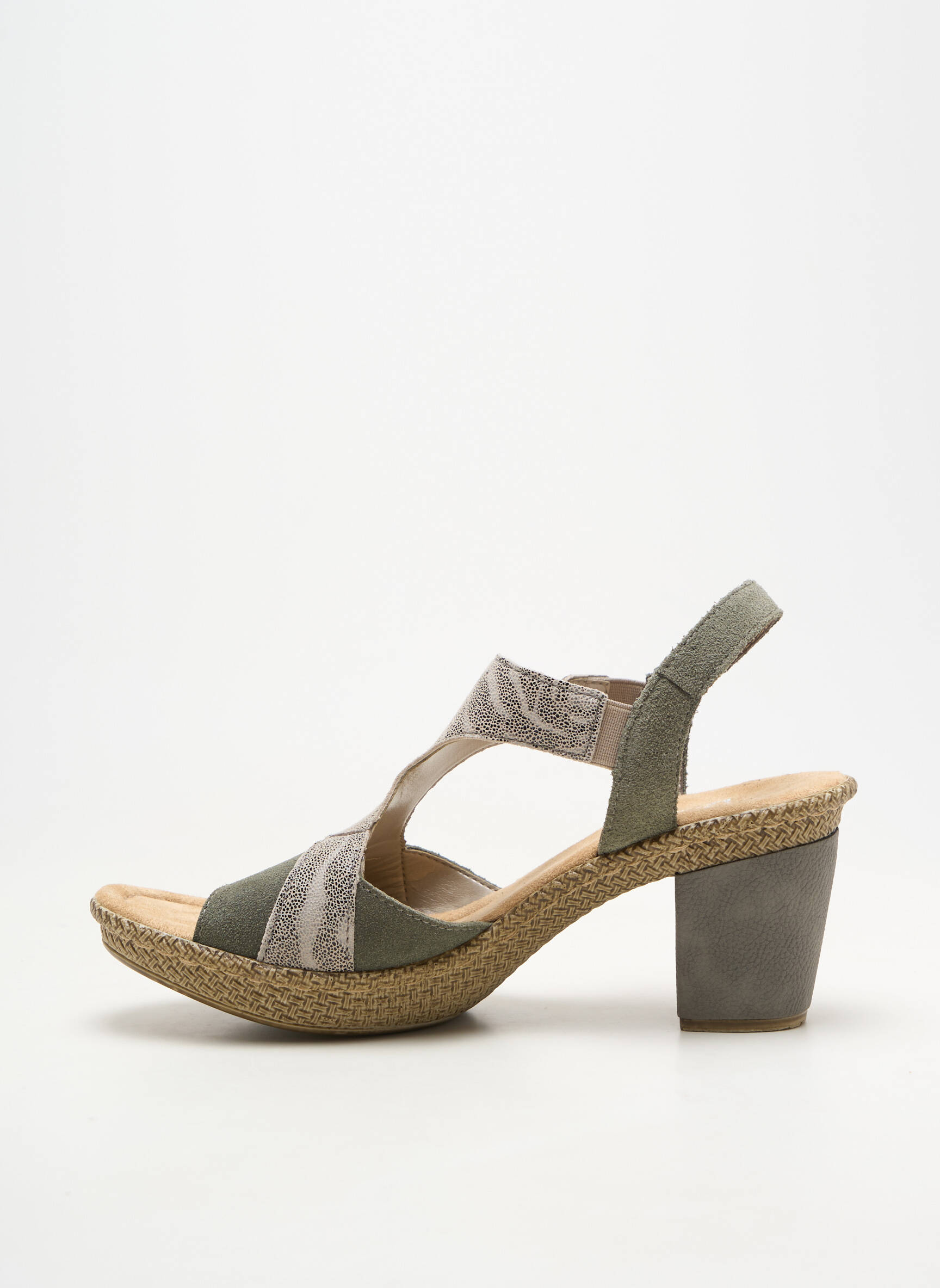 Sandale/pantofi decupați vârf deschis toc de 7 la 9 cm verde RIEKER femeie