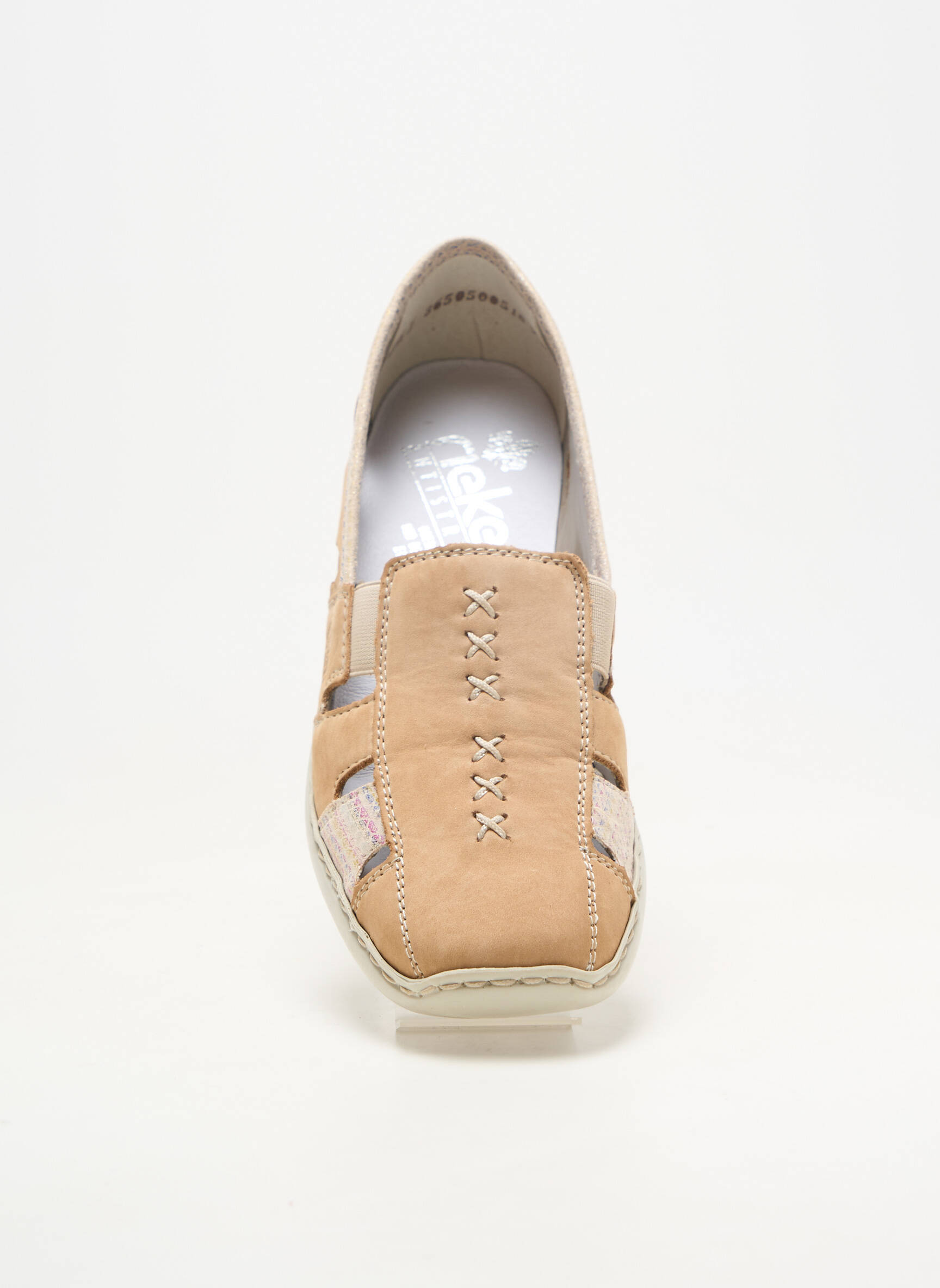 Mocasini material neted toc plat până la 3 cm bej RIEKER femeie