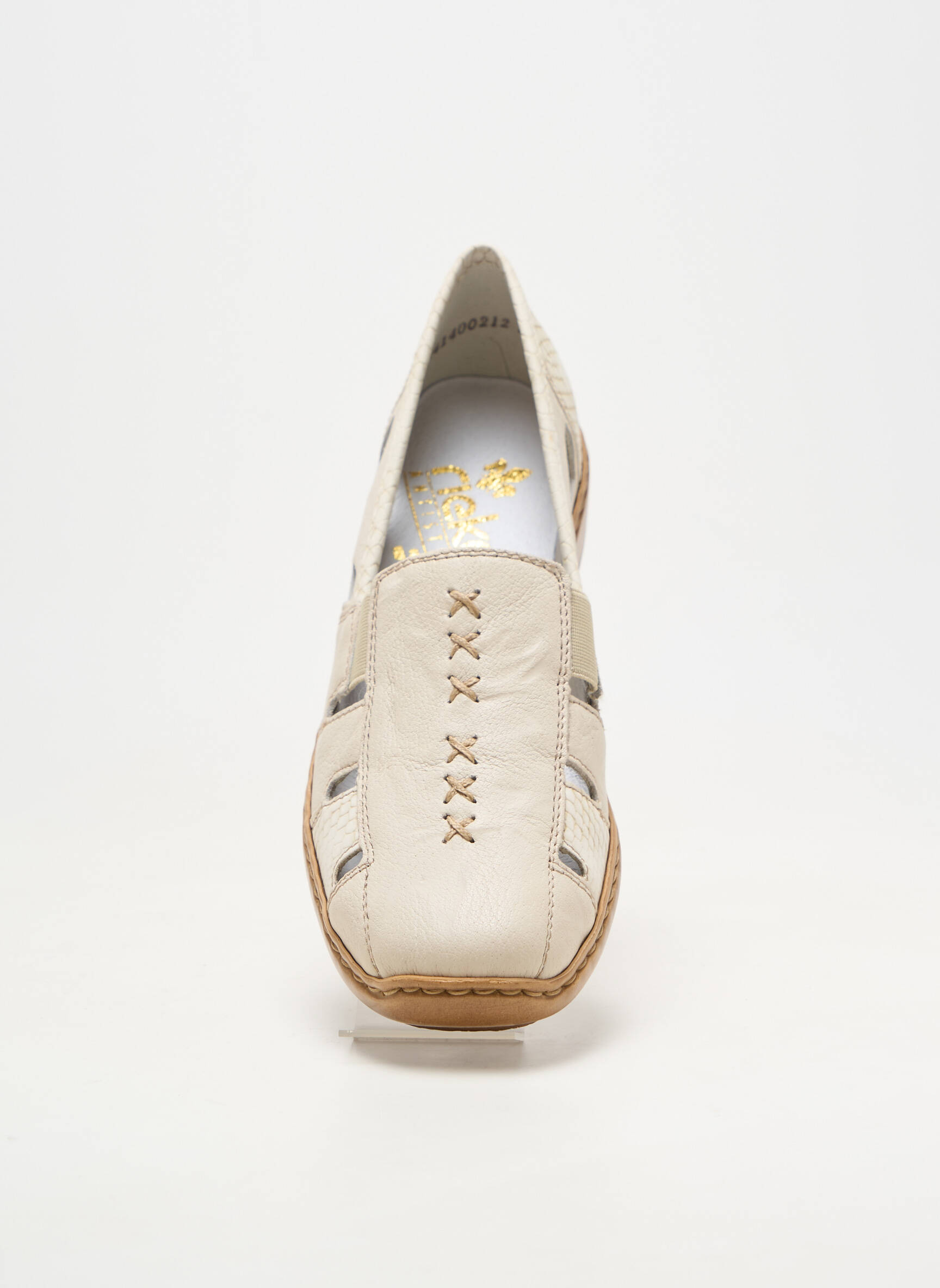 Mocasini material neted toc plat până la 3 cm bej RIEKER femeie