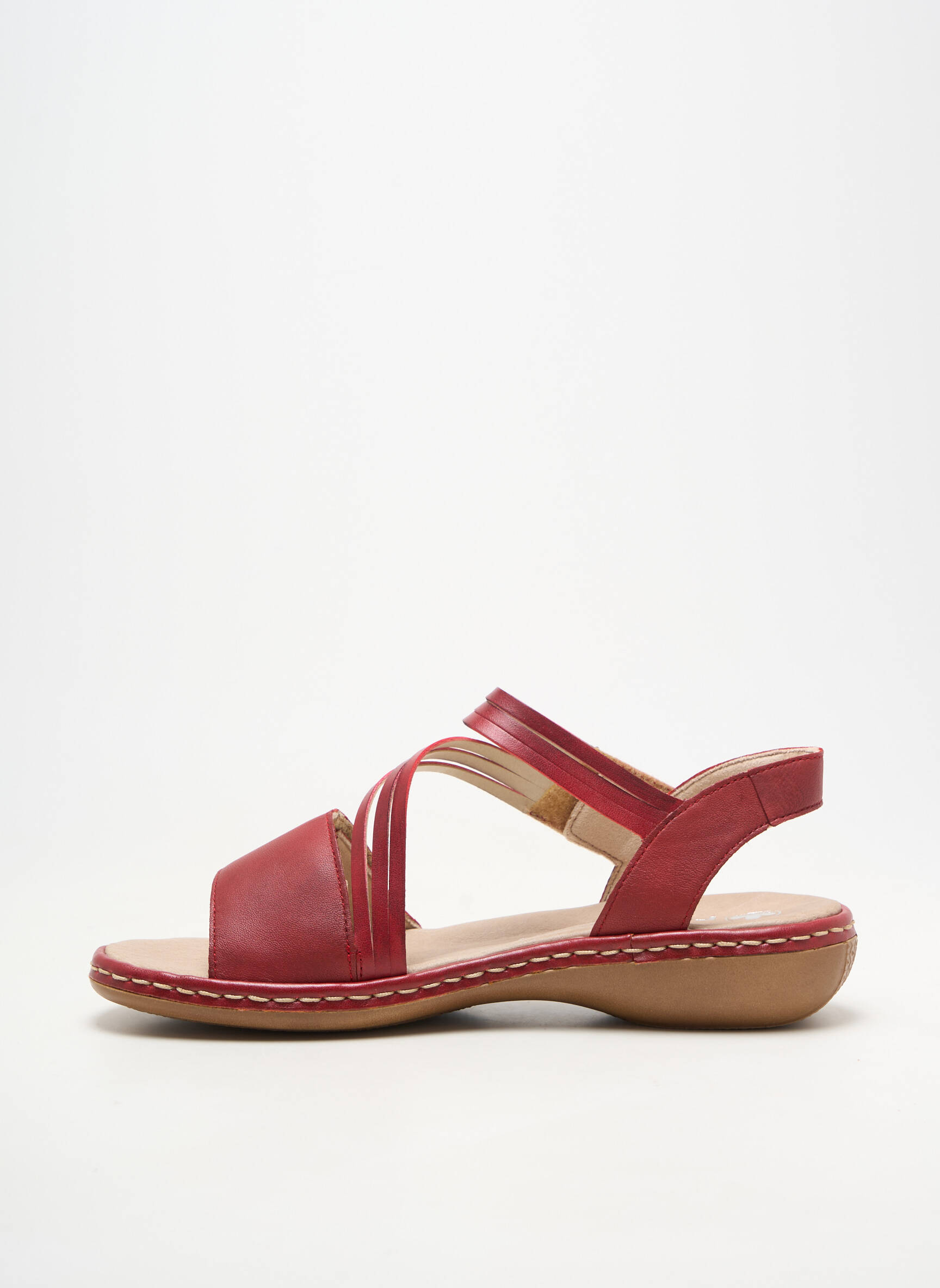 Sandale/pantofi decupați material neted toc plat până la 3 cm roșu RIEKER femeie