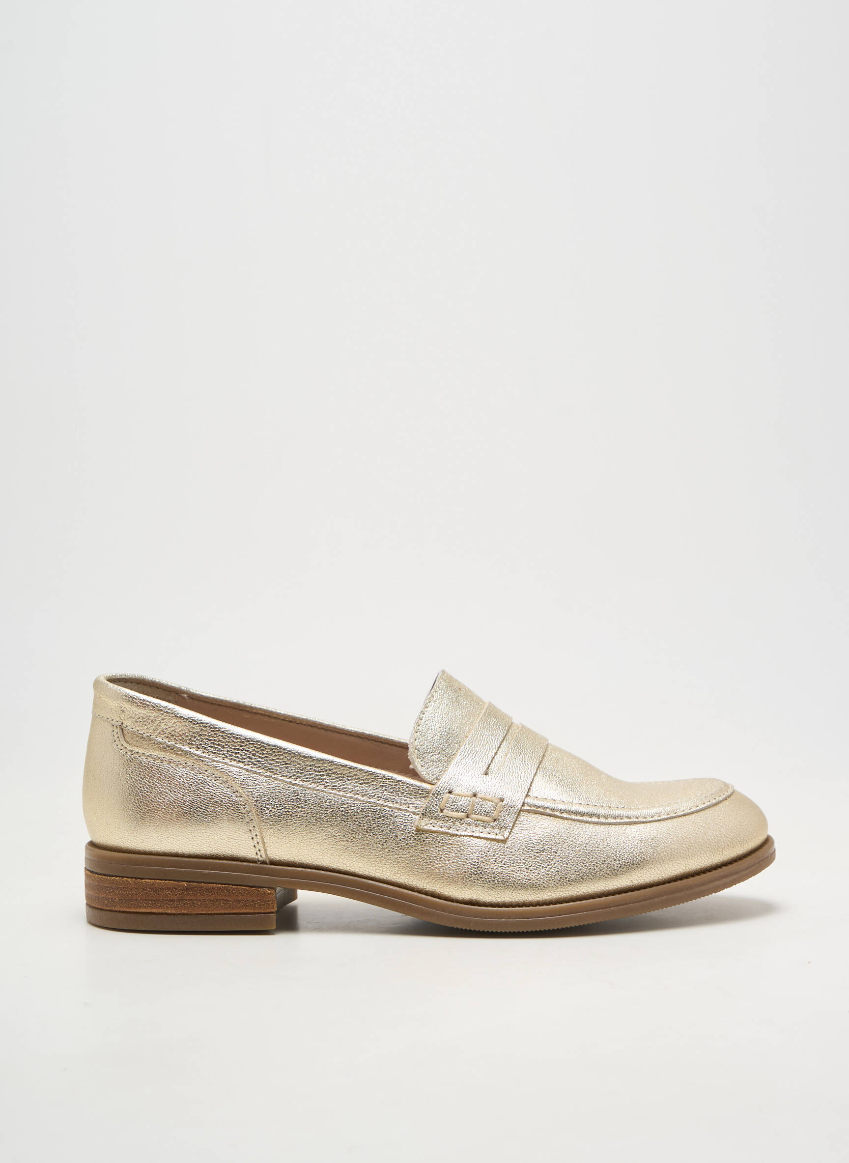 Mocasini material neted toc plat până la 3 cm auriu OTTILIA femeie