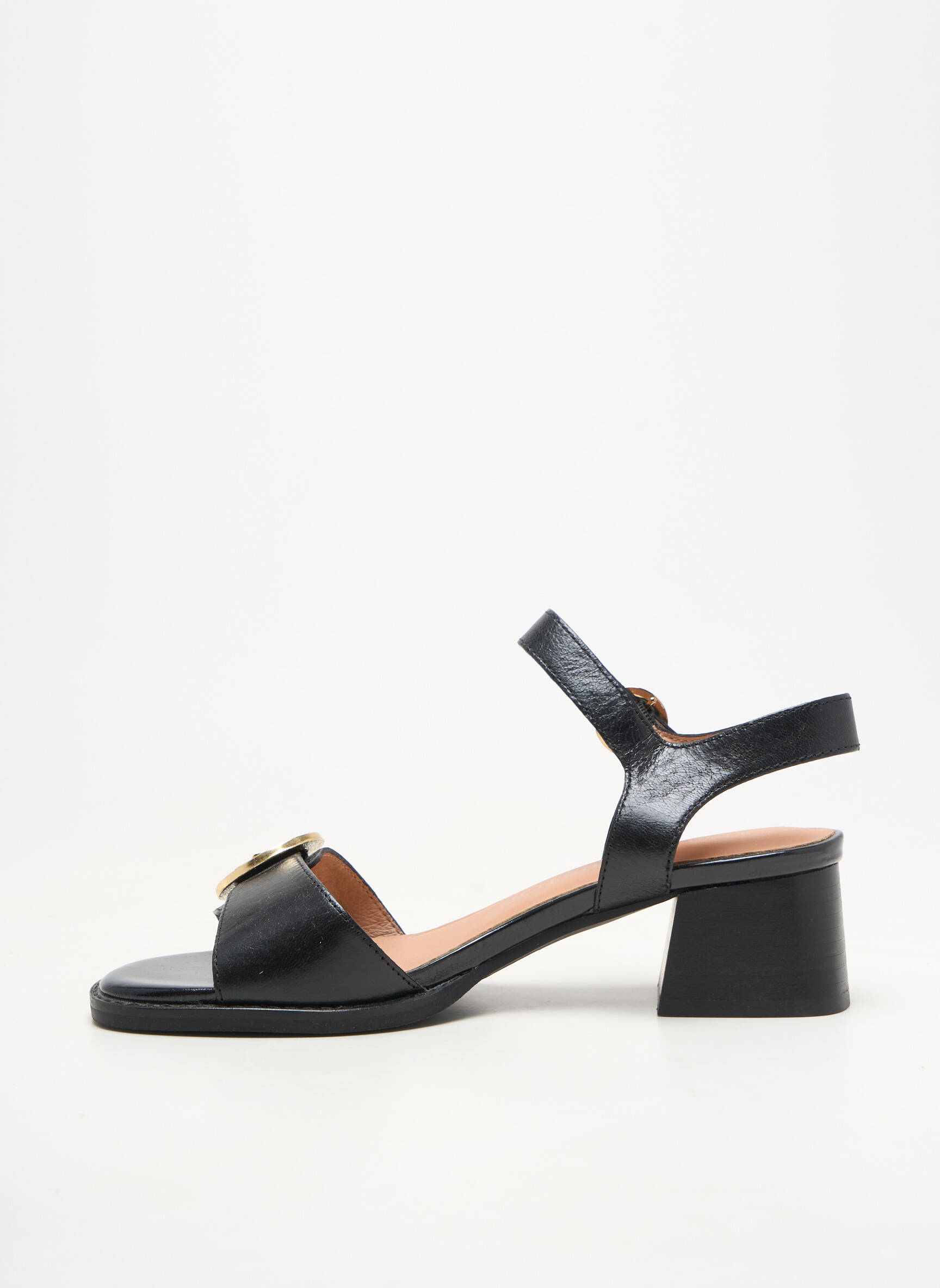 Sandale/pantofi decupați material neted toc de 4 la 6 cm negru EMILIE KARSTON femeie