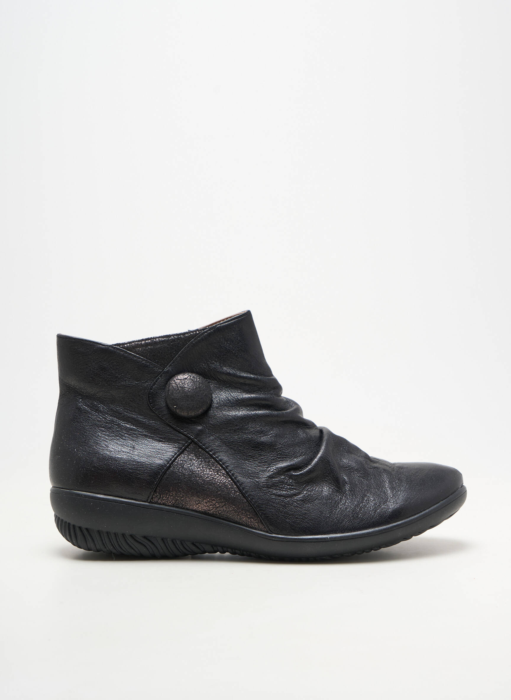 Botine/ghete țesătură satinată toc plat până la 3 cm negru SWEET femeie