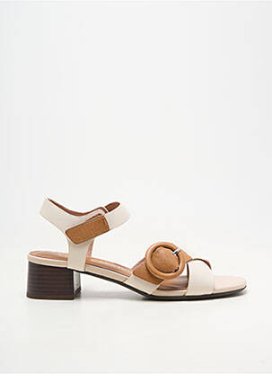 Sandale/pantofi decupați material neted toc de 4 la 6 cm bej EMILIE KARSTON femeie
